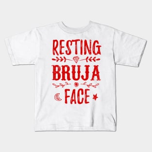 Resting Bruja Face - Red Grunge design Kids T-Shirt